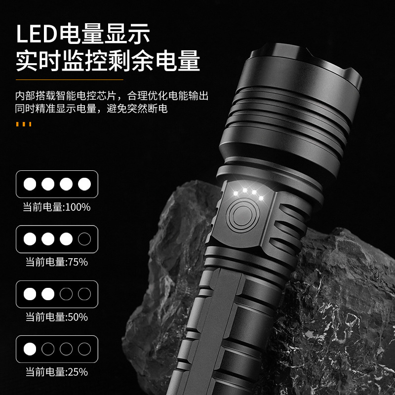 跨境新款苍龙白激光LED照明手电筒充电变焦户外远射大功率超亮强|undefined