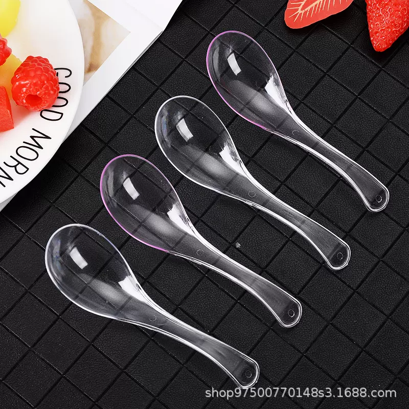 一次性勺子塑料单独包装外卖汤勺商用加厚打包饭勺甜品小汤匙调羹