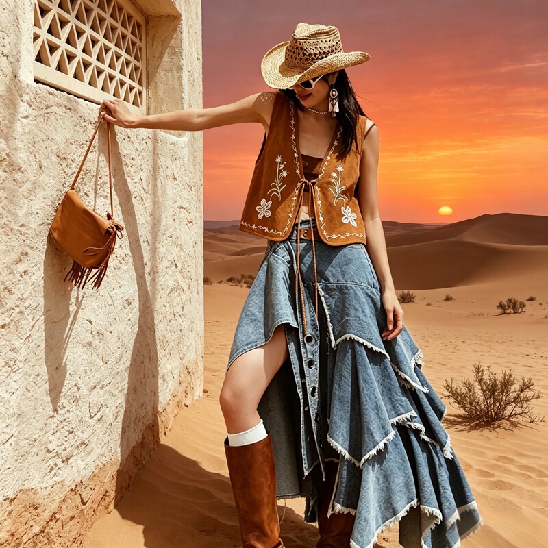 Bohemian Retro Embroidered Floral Vest Yunnan Xinjiang Travel Photography Outfit Vest Paired with Skirt Top Bohemian Retro Embroidered Floral Vest Yunnan Xinjiang Travel Photography Outfit Vest Paired with Skirt Top