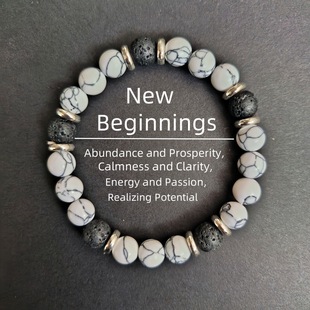 TK cross-border explosive bracelet natural white turquoise volcanic stone 8m unisex bracelet bracelet wholesale