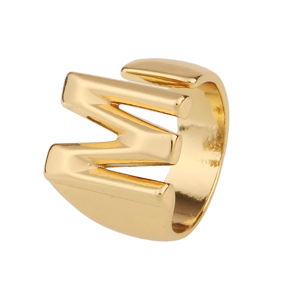 5g Weight Birthday Occasion Copper Material Letter Pattern Unisex Gender Fashion Style Fashion New Style Copper 26 English Letter Ring 24