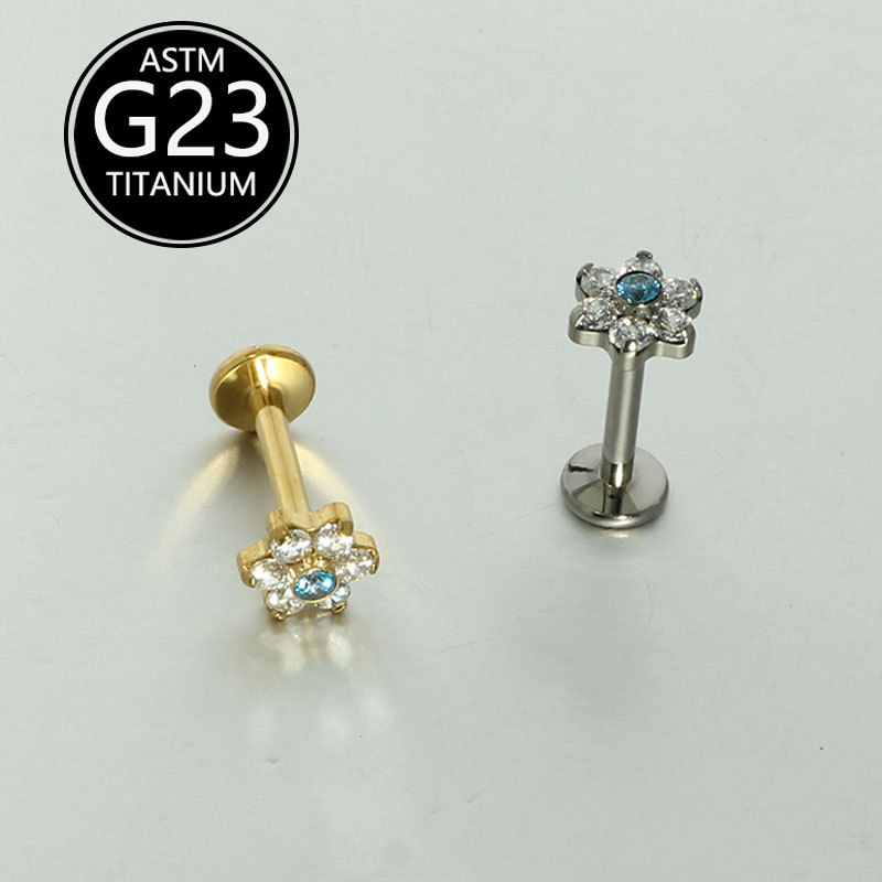 16G labret stud size and finish detail