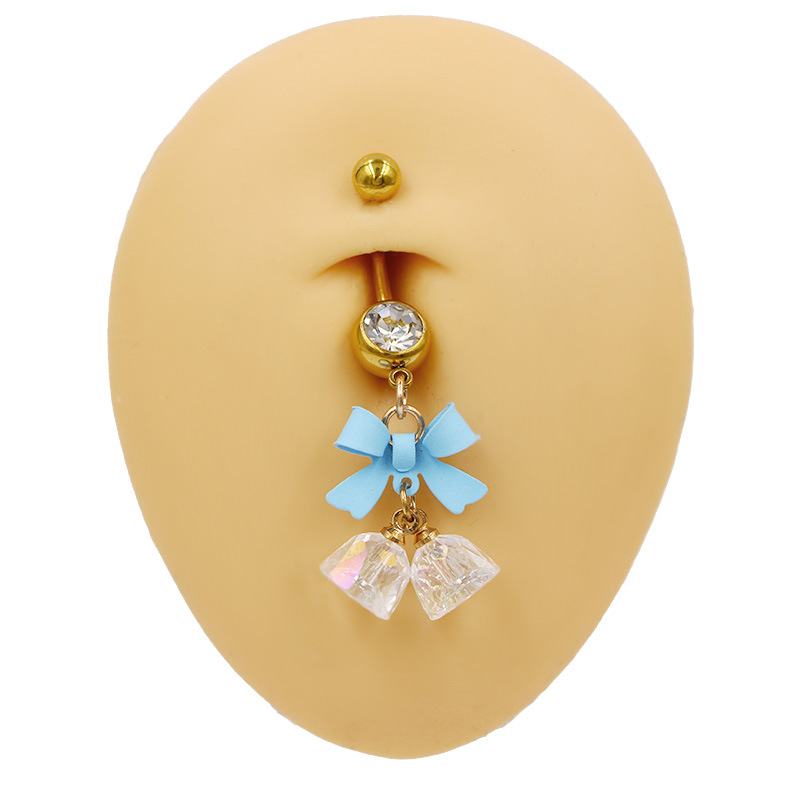 Belly Button Ring With Bow And Bell Pendant Piercing Jewellery_voghion.com