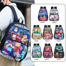 跨境我的世界儿童卡通书包 小学幼儿园背包涤纶减负双层双肩包潮