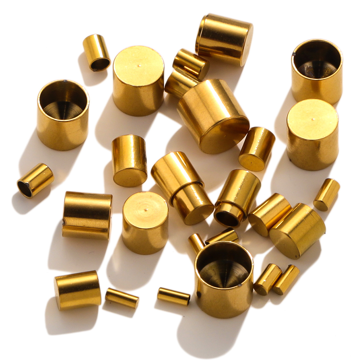 Cubo de acero inoxidable hebilla de cuerda de cuero oro rizado punta tapa DIY collar pulsera conector accesorio fabricación