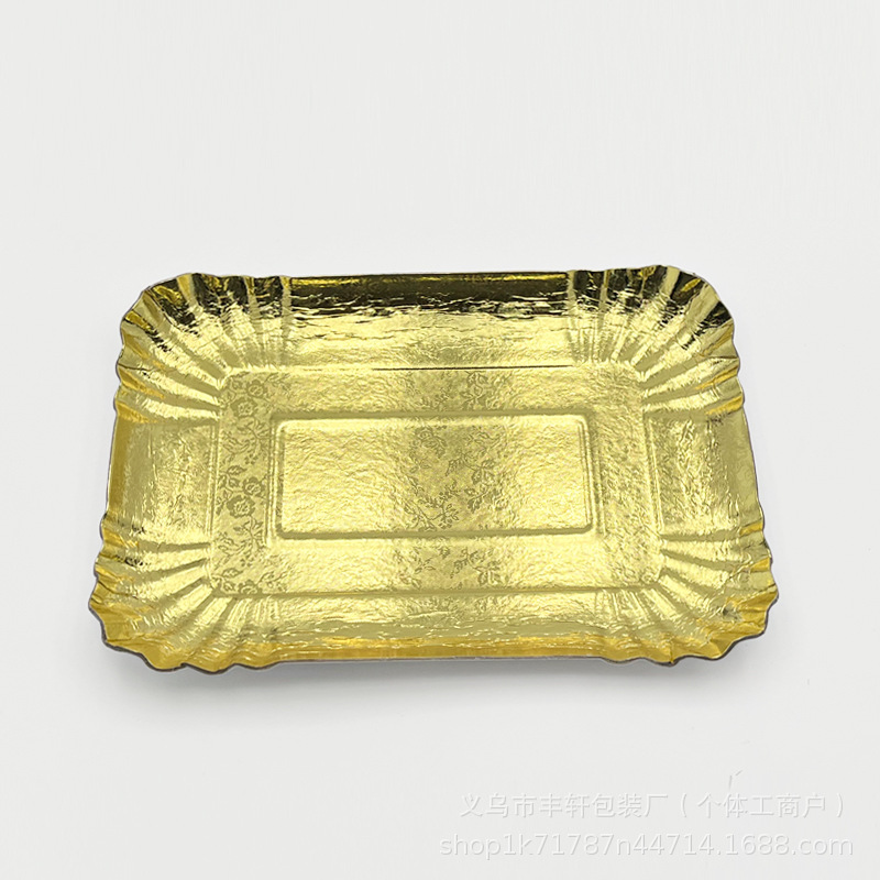 Fábrica directa fiesta bandeja de papel desechable 1200 gramos bandeja de película de aluminio de oro para niños platos de papel de cumpleaños