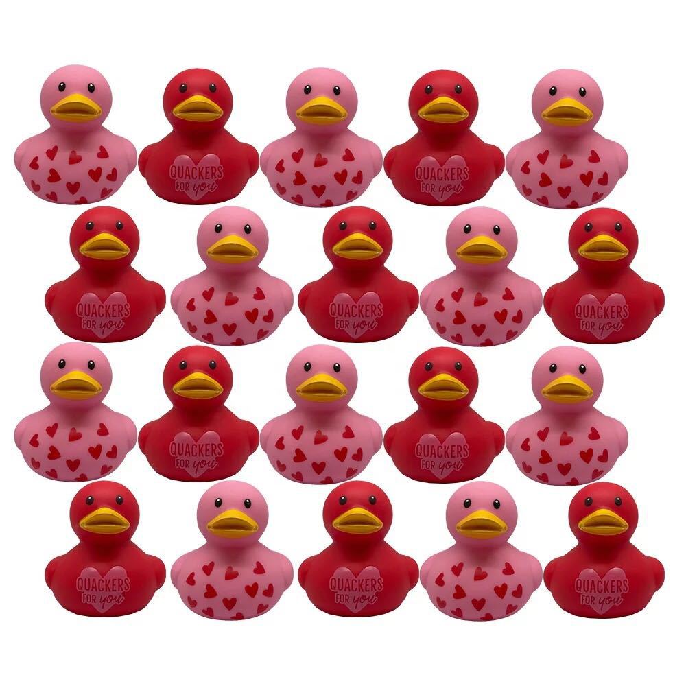 Cute Cartoon Heart Pattern Valentine's Day Small Yellow Duck Vinyl Water Toys display picture 3