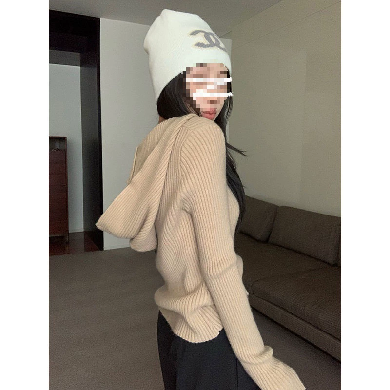 Осенний ленивый ветреный свитер свитер с коротким дном с капюшоном