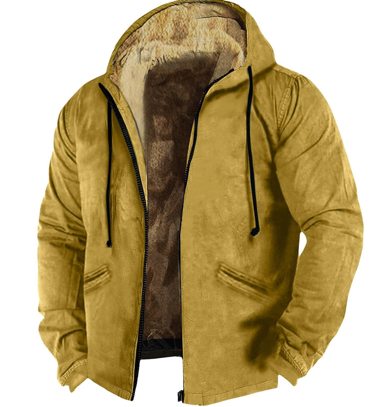 Europa y América transfronteriza multicolor color sólido impresión 3D Impresión digital suéter con capucha forro marrón Chaqueta de algodón acolchado