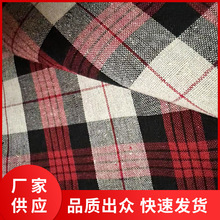 厂家批发平纹红 色织亚麻棉格子布 彩色大方格色织亚麻棉服装面料
