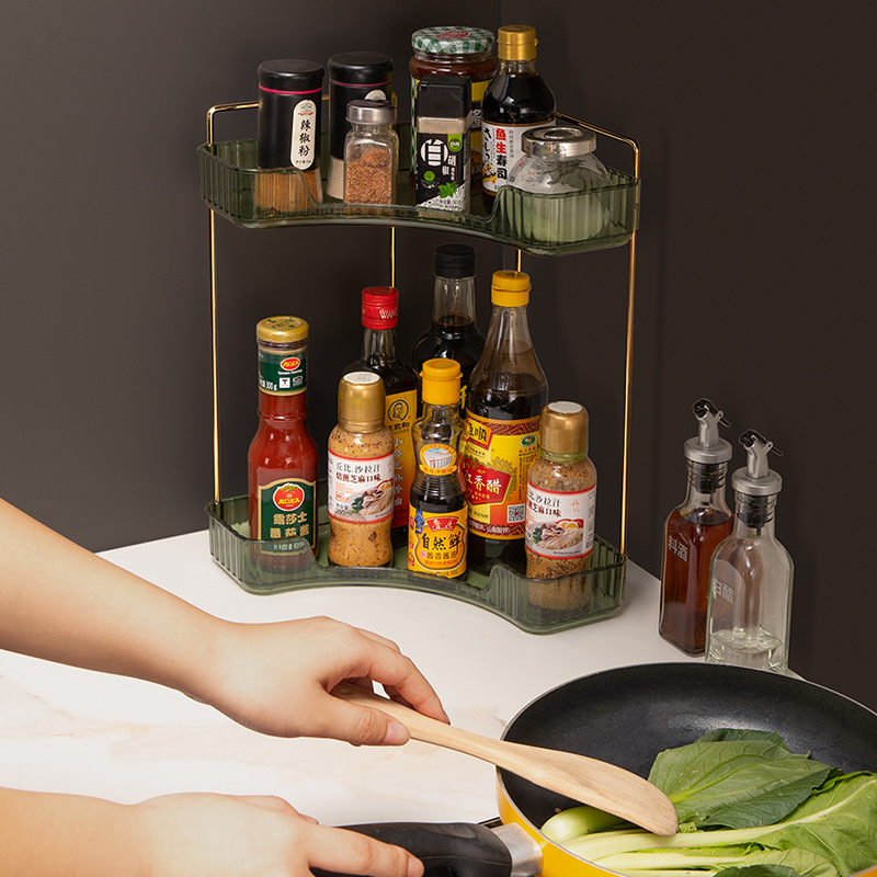 Home Kitchen Double-Layer Corner Rack Bathroom Storage Rack Countertop Corner Storage Rack 3402