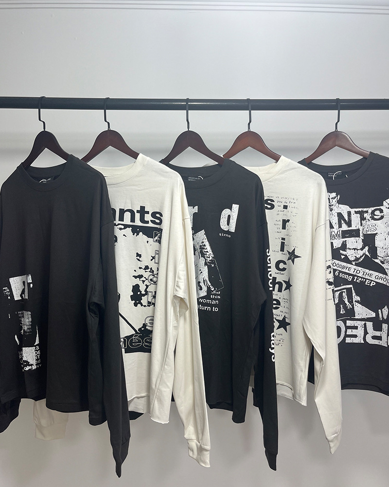 GMABCD Unisex Portrait Graphic Long-Sleeve T-Shirt – Relaxed Cotton Streetwear - detail 4