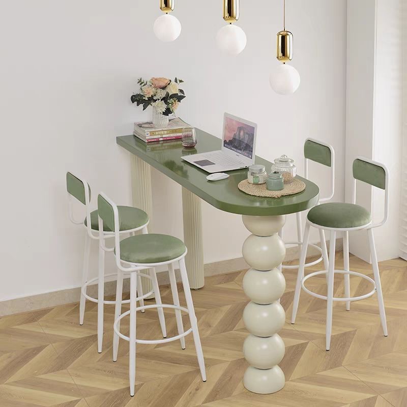 Light Luxury Cream-Style Solid Wood Lacquer Bar Table and Chairs, Trendy Ins-Style Wall-Mounted Partition Long High-Legged Desk for Home Use