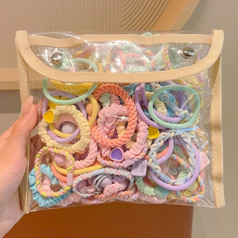 Cuerda de pelo de los niños 2024 Nuevo estilo coreano durable alta banda de goma elástica cuerda de pelo niñas bolas de colores