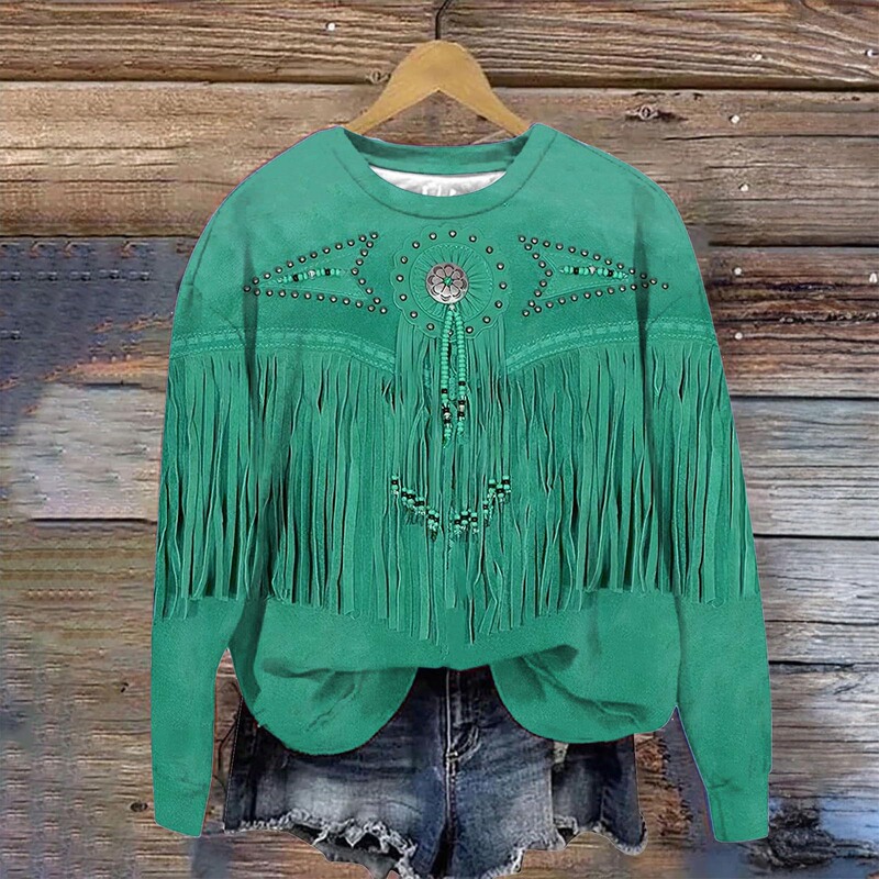 LT 2023 autumn and winter new European and American cross-border ethnic style abstract printing women's sweater casual top can be customized