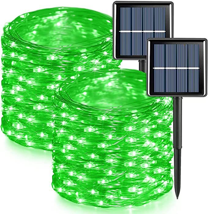 Lámpara de alambre de cobre solar LED de ocho funciones de cadena de luz decoración de patio cadena de luz al aire libre festival de Navidad cadena de luz transfronteriza