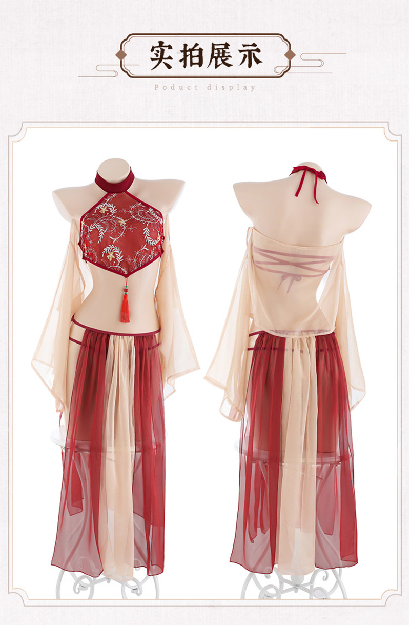 Hanfu-Inspired Palace Costume Set with Bellyband, Shawl, Gauze Skirt and Thong, Plus Size — detail image 17