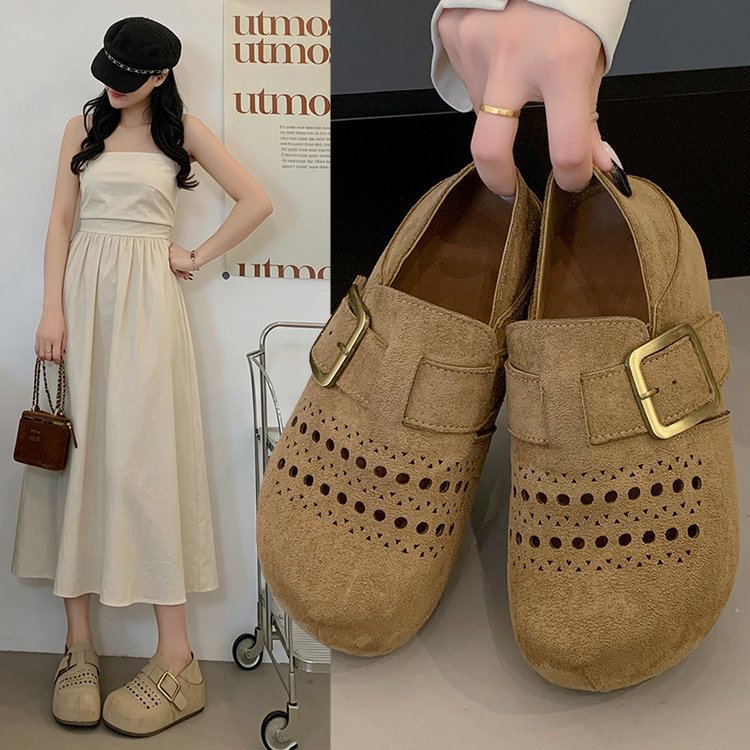 Agujero hueco de fondo grueso todo incluido Bocken zapatos para mujeres verano 2026 nuevo casual versátil Lefour zapatos de un solo pie