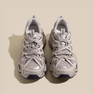 European Station Genuine Leather Dad Shoes for Women 2025 Spring New Breathable Mesh Straps Showing Feet Small Sports Street Casual Shoes