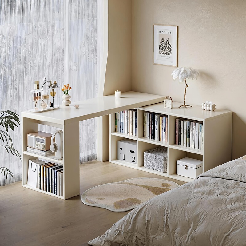 Solid wood corner desk with a light luxury and high-end feel, L-shaped office desk, workbench, bedroom bedside bookcase, computer desk Solid wood corner desk with a light luxury and high-end feel, L-shaped office desk, workbench, bedroom bedside bookcase, computer desk