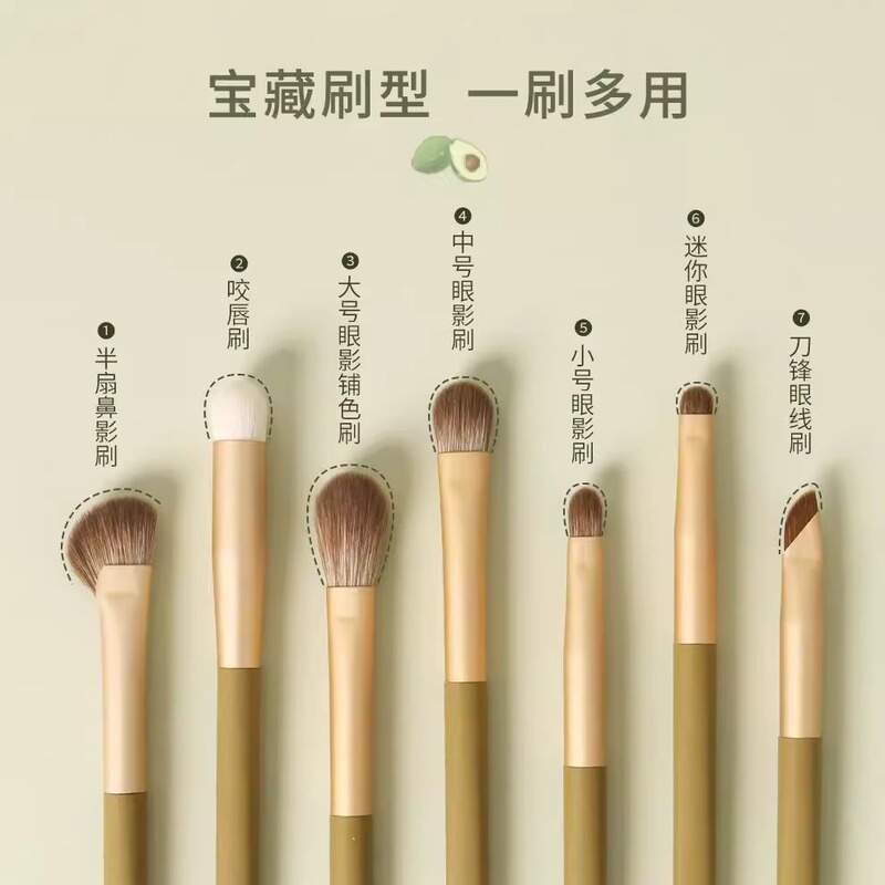 厂家批发新款牛油果化妆刷7支眼部刷套装|undefined