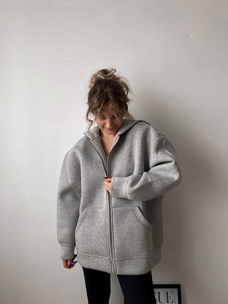 Women's Clothing autumn and winter hooded long sleeved jacket zipper basic jacket new women's casual sweatshirt_voghion.com