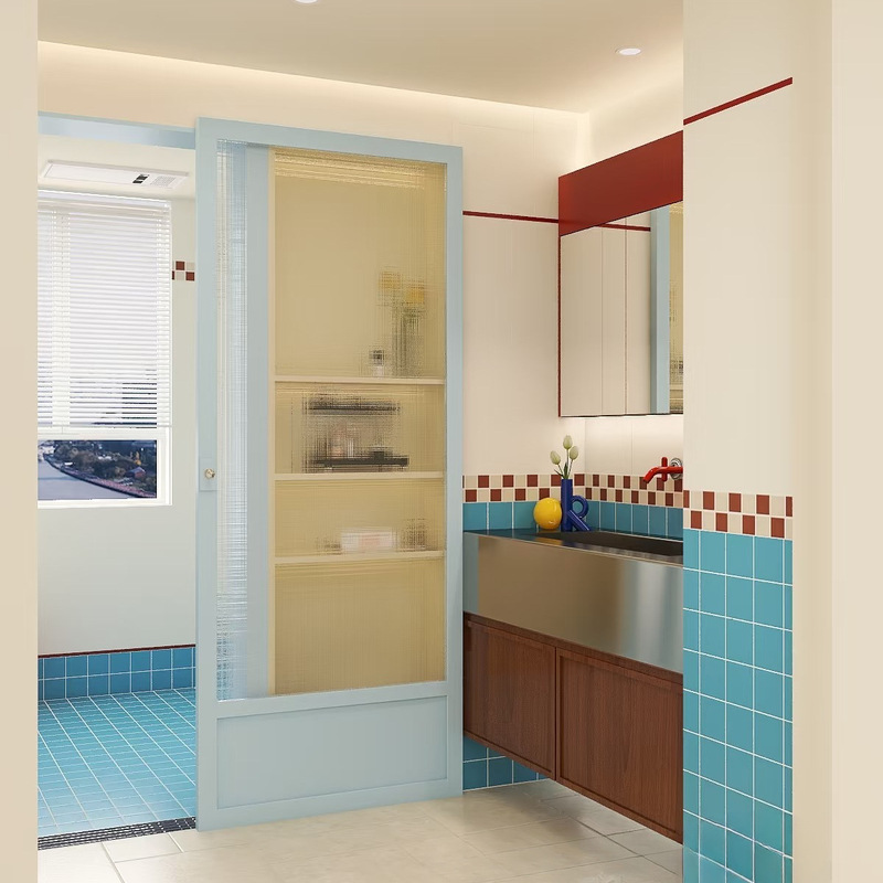 Corbusier sliding door small blue door ghost door bathroom sliding door kitchen sliding door very narrow frame