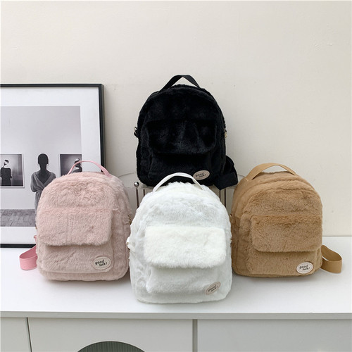 Lamb Plush Backpack, Personalized, Trendy and Versatile Women's Bag,  Autumn and Winter New Style, Korean Version, Fashionable Women for Work and Commuting