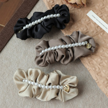 原创韩国发饰顶夹高级感珍珠气质蝴蝶结发卡弹簧夹东大门发夹头饰