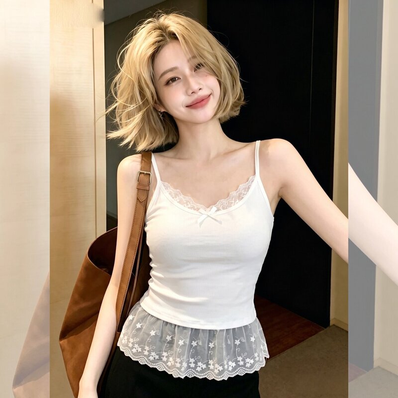 White Thai-Style Elegant Slim-Fit Lazy Camisole for Women, Perfect for Important Occasions, 2026 Summer Chic and Ethereal Top White Thai-Style Elegant Slim-Fit Lazy Camisole for Women, Perfect for Important Occasions, 2026 Summer Chic and Ethereal Top