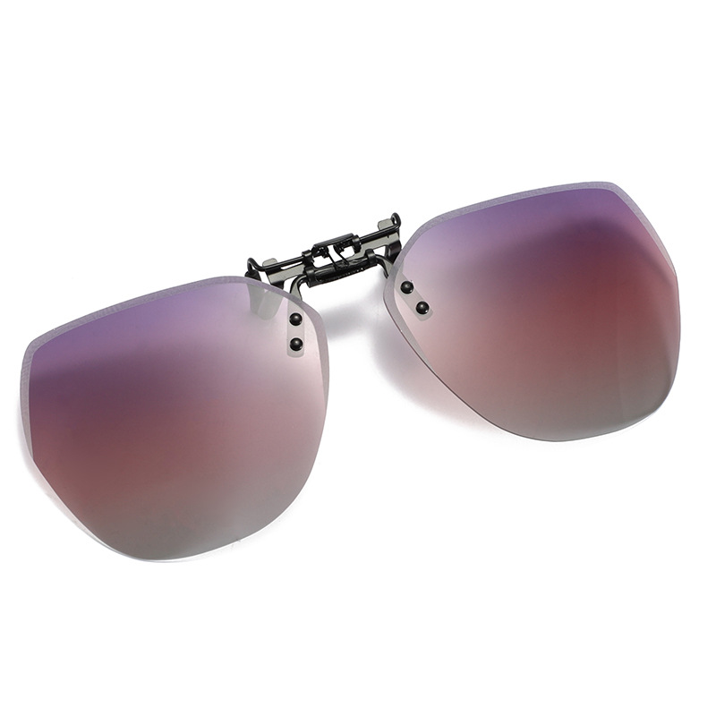 2021 New upturn sunglasses polarized clip frameless polygonal men's and women's sunglasses clip wholesale 1020