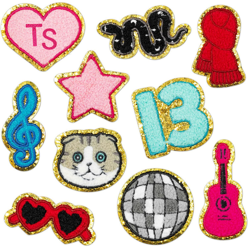 Xiao Tian Taylor Theme Embroidered Cloth Stickers Chenille Towel Embroidered Patch Scarf Bag Decorative Guitar Embroidered Flower Stickers