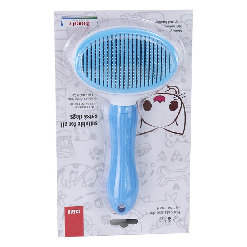 Suministros para mascotas Amazon popular eliminación automática peine metal gato nudo peine mascota depilación peine gato