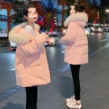 高档大码羽绒丝服女短款加厚韩版宽松上档次白鸭绒丝冬季女士外套