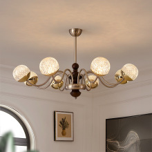 中式客厅南洋风吊灯中古胡桃木主卧室温馨灯复古怀旧轻奢大厅灯具