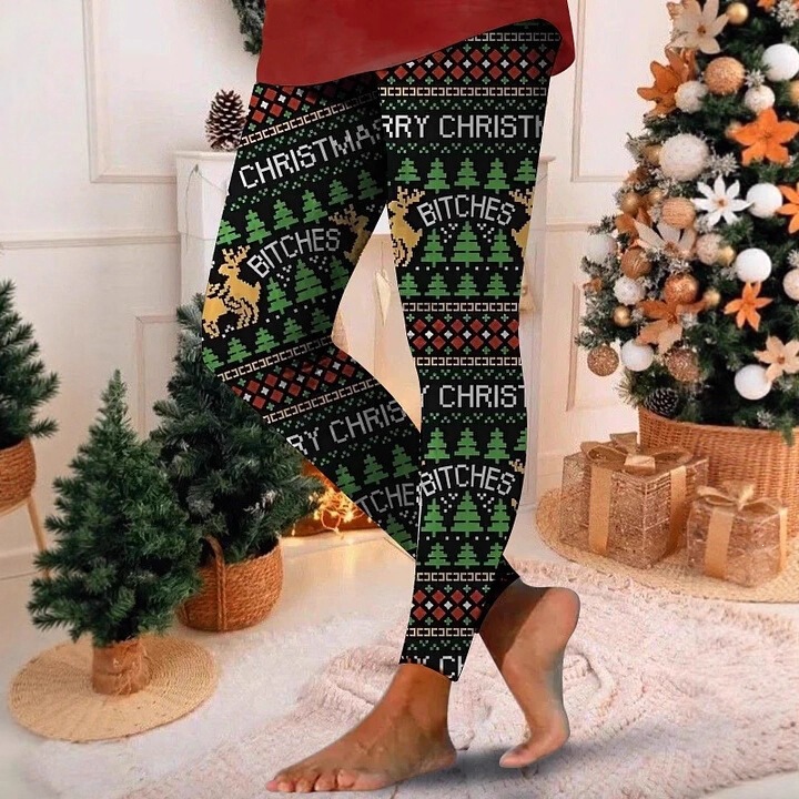 European and American Cross-Border Autumn and Winter Amazon Casual Home Christmas Printed Yoga Pants 2025