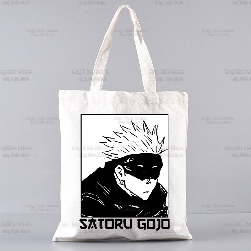 Jujutsu Kaisen Gojo Goku impresa bolsa de lona Harajuku bolso de hombro bolso de moda estudiante bolsa de compras