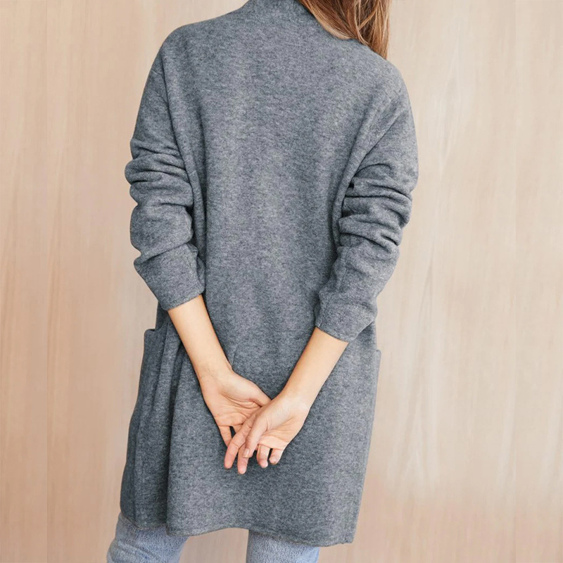 Elegante Einfarbige Damenstrickjacke Aus Weichem Acryl-strick_voghion.com
