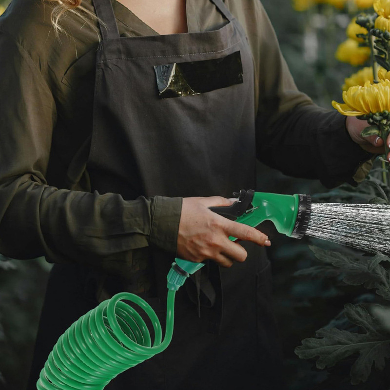 Wholesale Water Gun Hose Garden 5-Function Nozzle Household Spring Hose Watering Flower Gun Retractable Hose for Watering Vegetables and Washing Cars