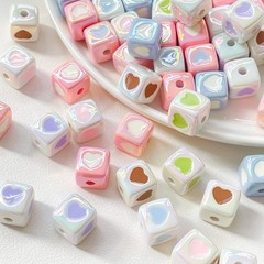 高品uvまぶしい油の愛の四角の散珠diyの手作りの数珠の携帯チェーンのキーホルダーの材料の装飾品は配合します。