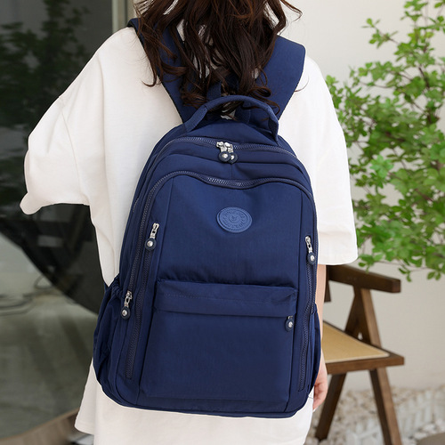 Summer New Nylon Dual Shoulder Bag for Women Wholesale Large Capacity Korean Style Travel Small Backpack Simple Pure Color Casual School Bag