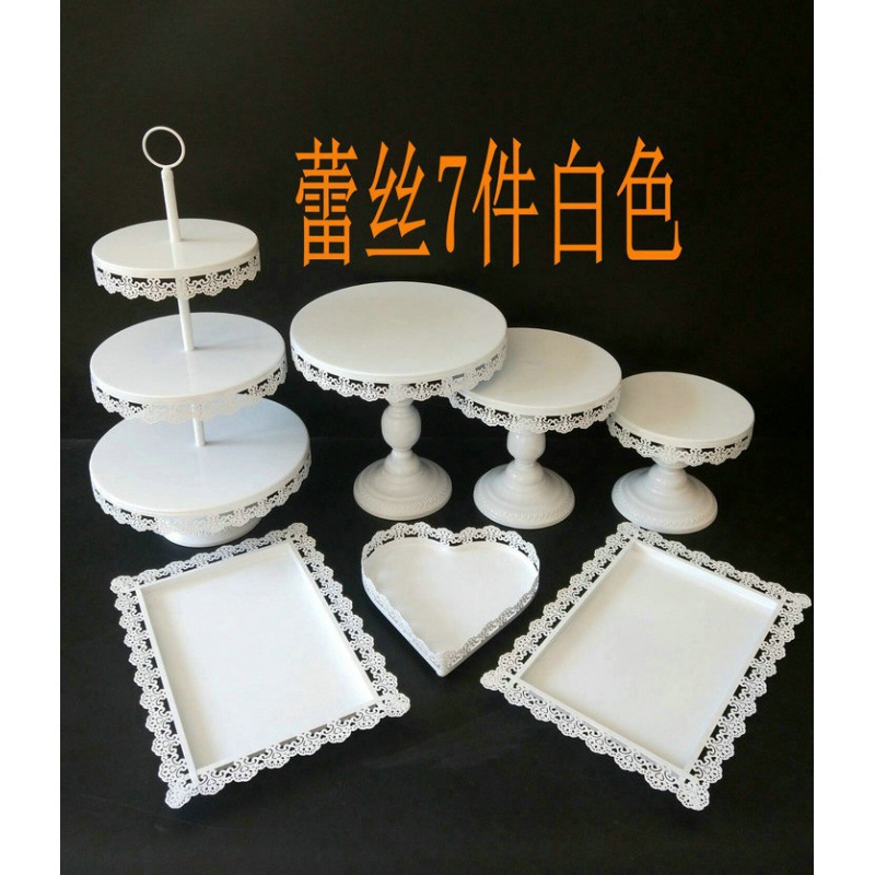 Estante de bocadillos de estilo europeo, tabla de postres, estante de exhibición, adornos de hierro forjado, estante de pastel de boda, set de 12 piezas image 11