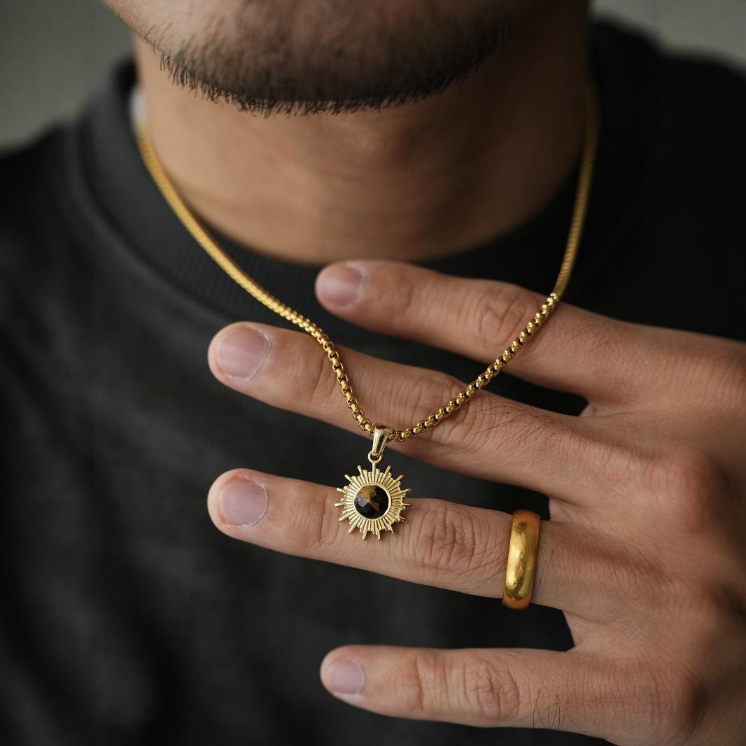 太阳花吊坠美式潮流项链小众感时尚百搭颈链卫衣链配饰批发