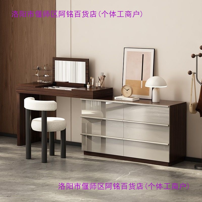 ENF全实木梳妆台镜子隐翻盖式梳妆台主卧婚房斗柜一体伸缩化妆桌