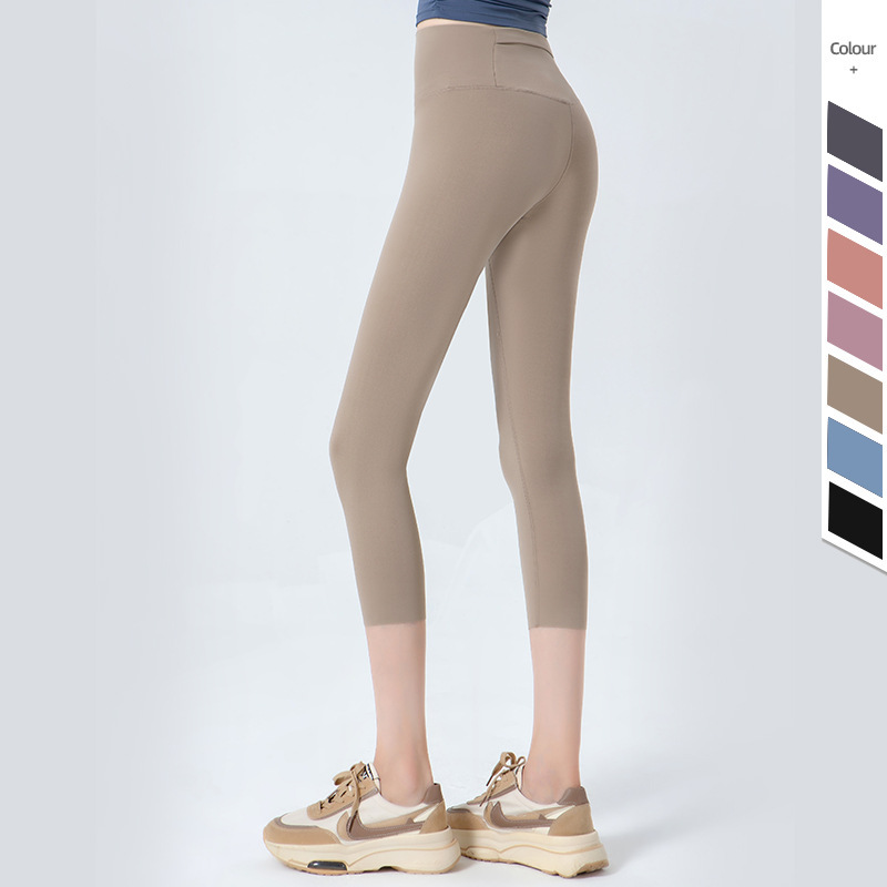 Lulu mismo pantalones de yoga sin costuras cintura alta para mujer adelgazamiento levantamiento de cadera sin vergüenza línea apretada deportes fitness pantalones recortadas