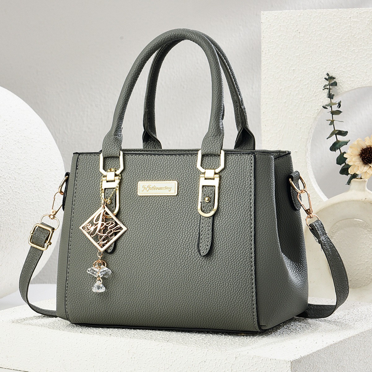 2026 Fashionable Versatile Women's Small Square Handbag Simple Large Capacity Crossbody Bag Double-Layer Pom-Pom Shoulder Bag Bags