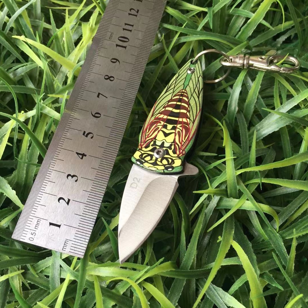 厂家批发折叠刀D2钢刀小折叠刀户外高硬度求生刀EDC新款匙扣小刀