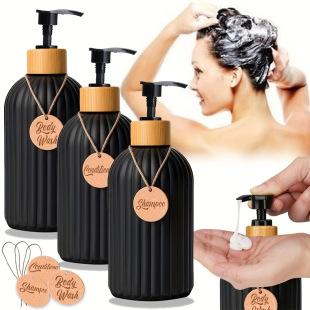 in stock Thickened Stripe Shampoo Body Soap Conditioner Lotion Corrugated Bottles Replaceable Bottles