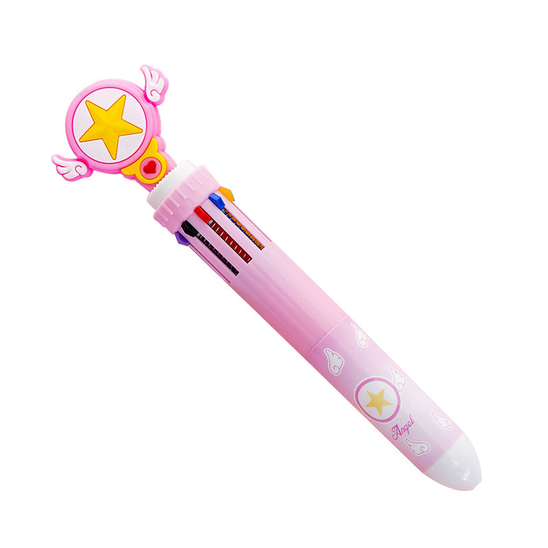 Papelería creativa bolígrafo de diez colores de dibujos animados estudiante color diario pluma chica corazón multicolor prensa bolígrafo al por mayor