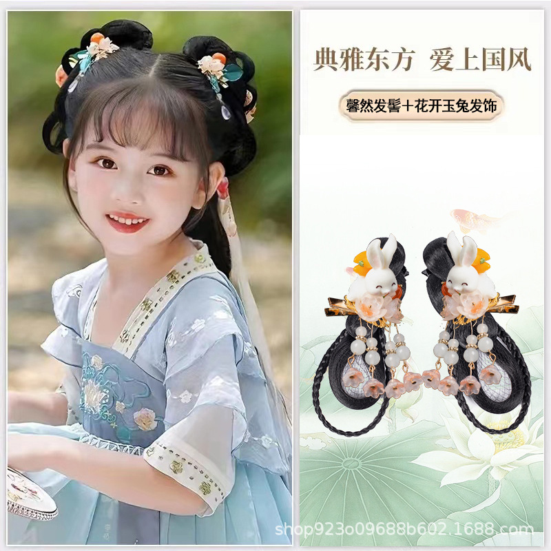 신란 헤어 롤빵 SKU 꽃 옥 토끼 헤어 액세서리